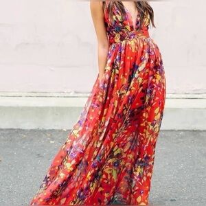 Floral Red Maxi Dress